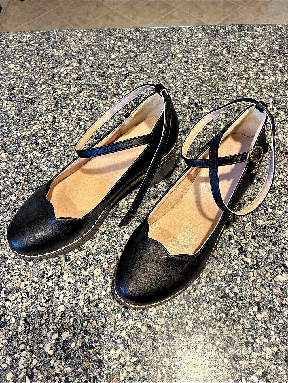 Black Ankle Strap Platform Heels